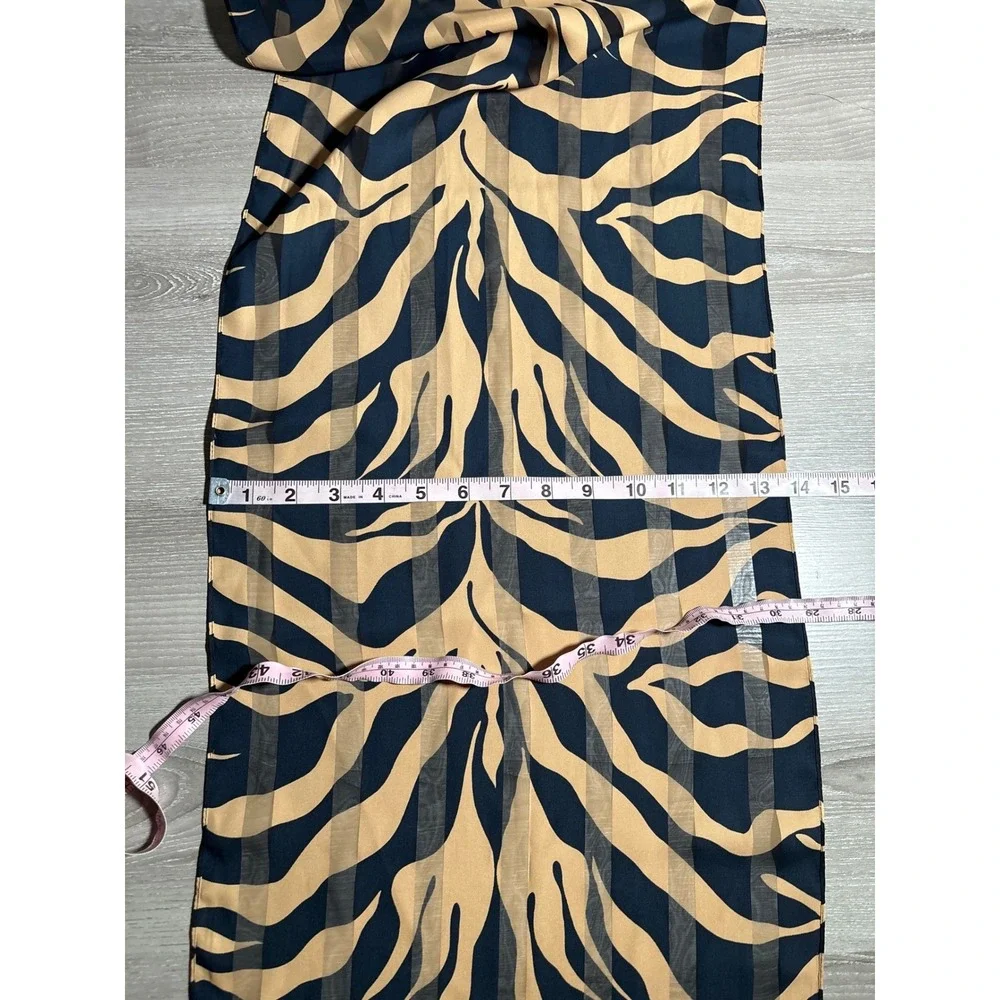 Kasper ASL Scarf Tan Black Zebra Animal Print Sheer Lightweight Rectangular Wrap